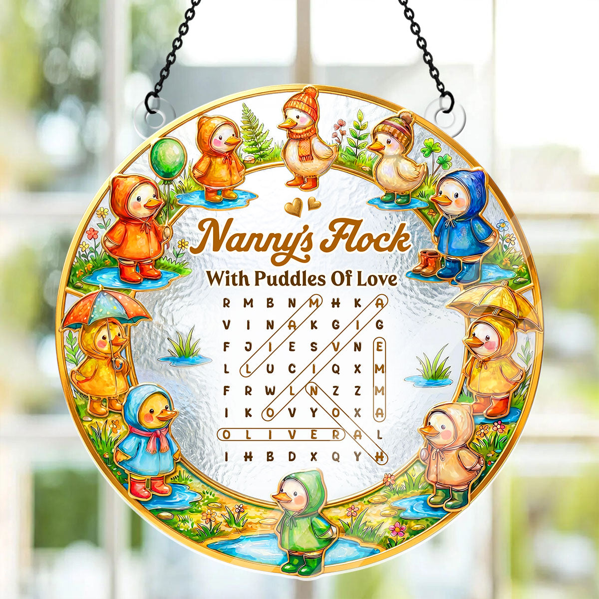 Raincoat Family Flock - Personalized Acrylic Suncatcher