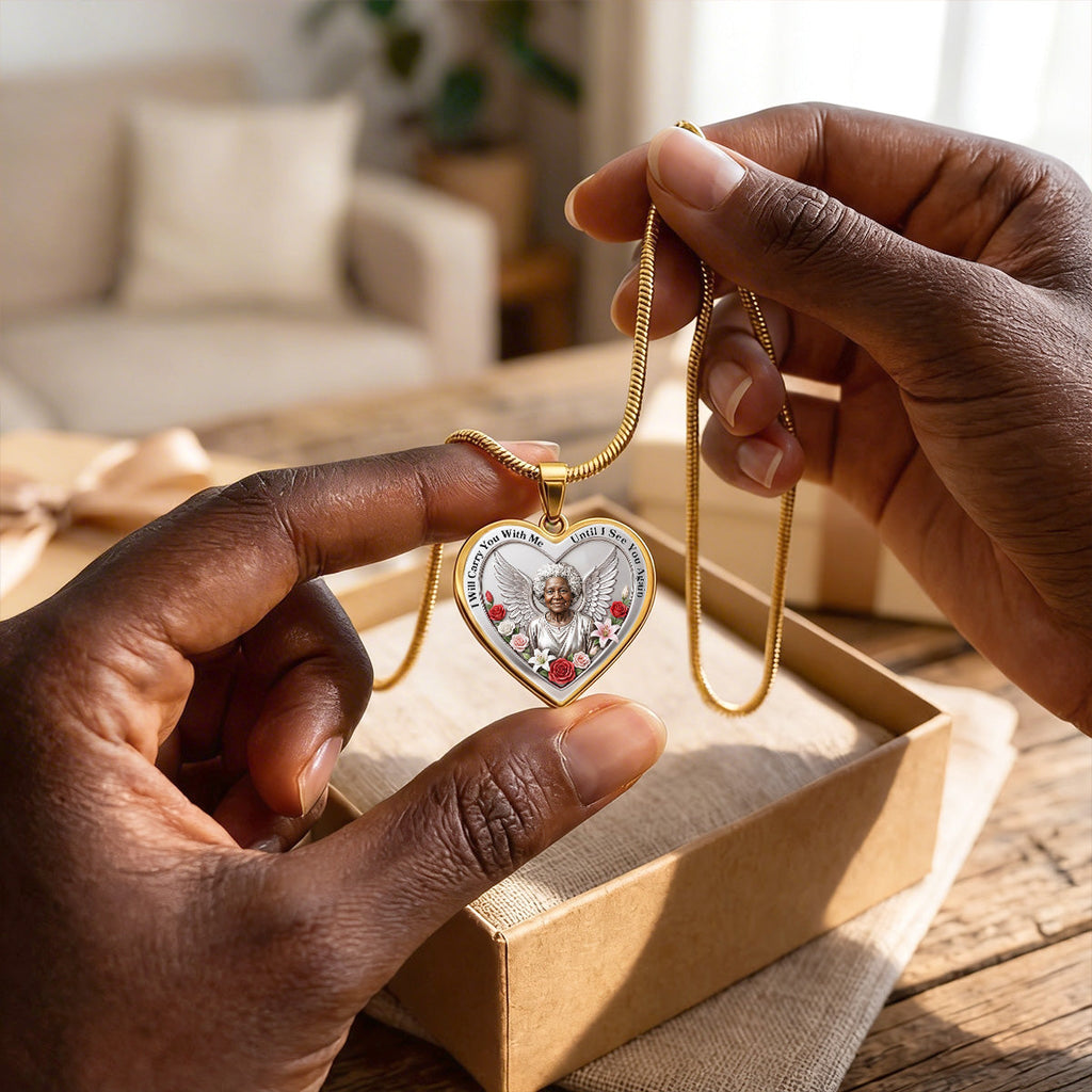 I Will Carry You With Me Until I See You Again - Personalized Heart Necklace