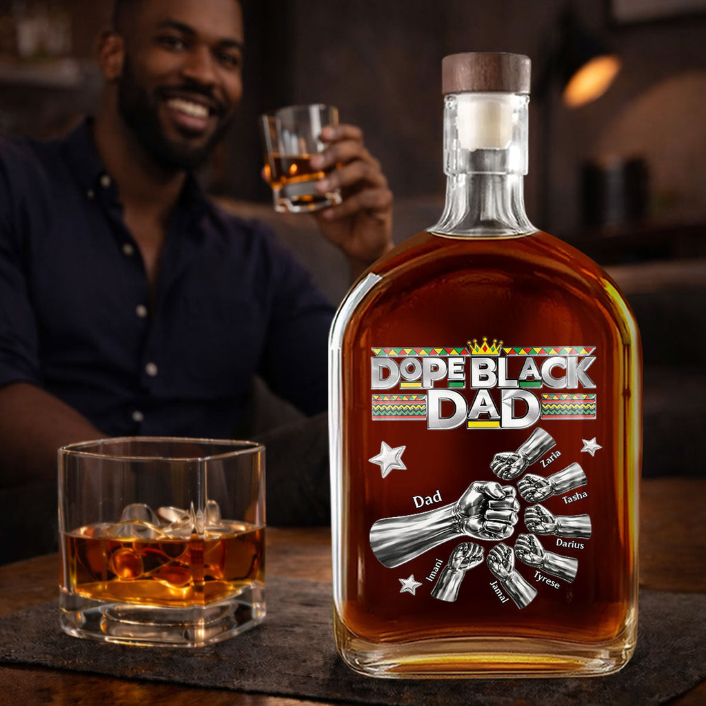 Dope Black Dad - Personalized Whiskey Bottle
