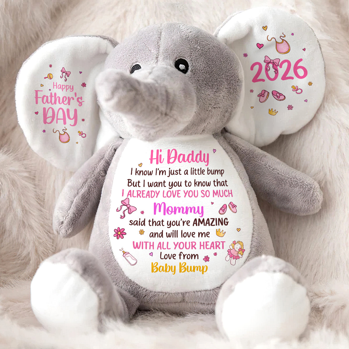 Dear Daddy I Love You - Personalized Stuffed Elephant