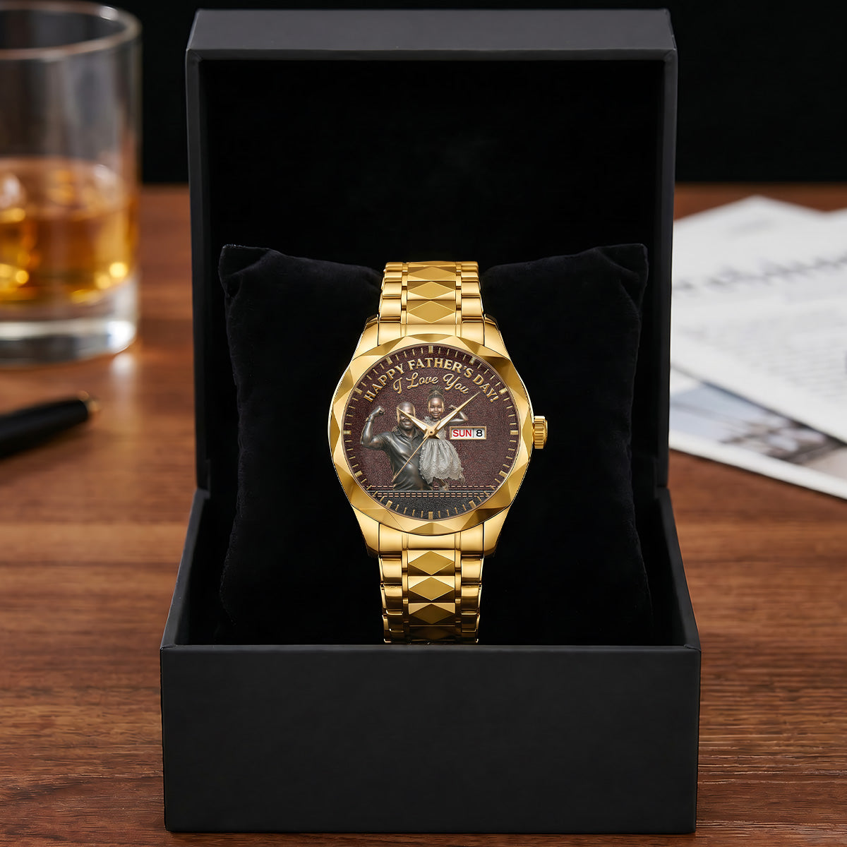 Custom Photo Dad Grandpa Family - Personalized Men's Wrist Watch