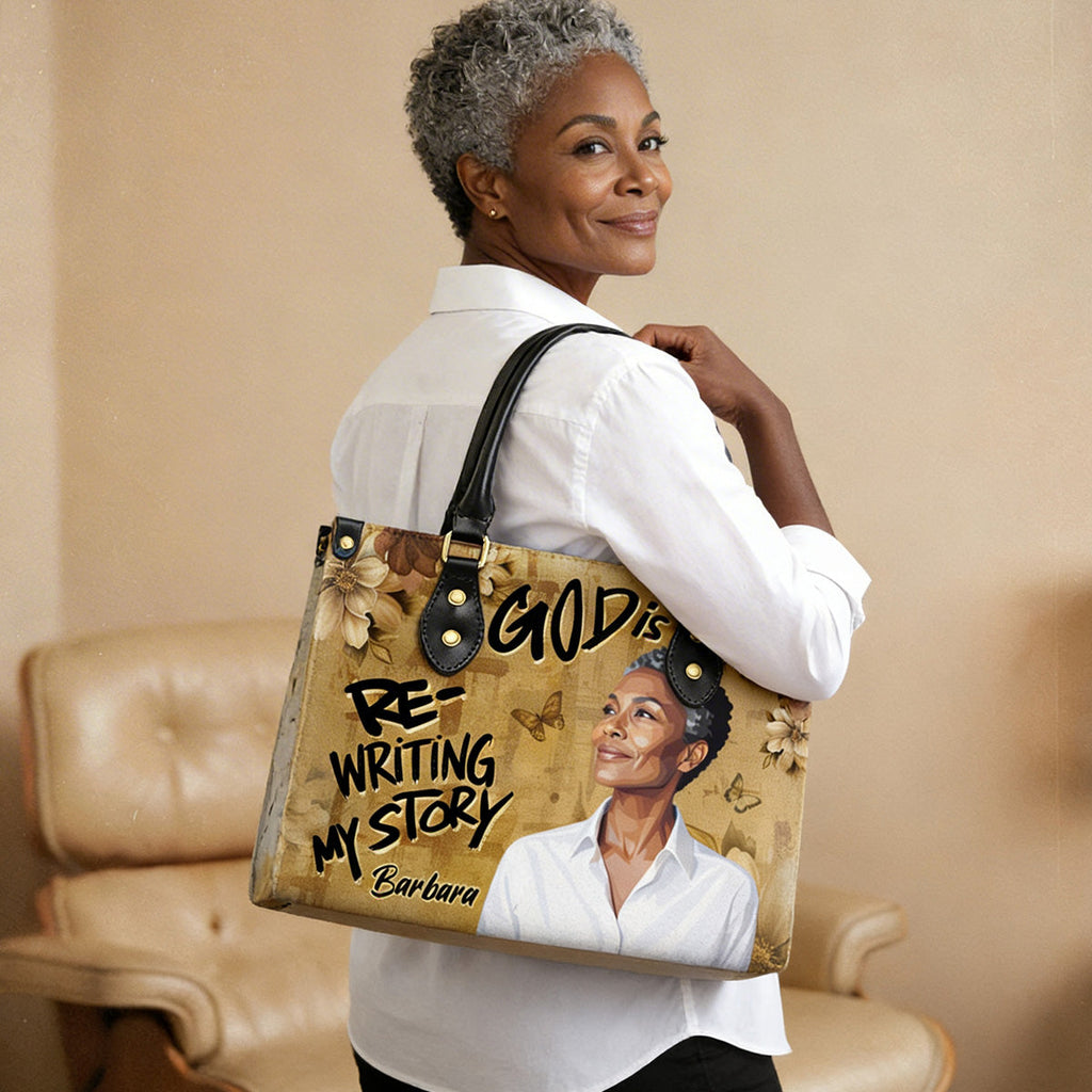 God Is Rewriting My Story - Personalized Leather Handbag