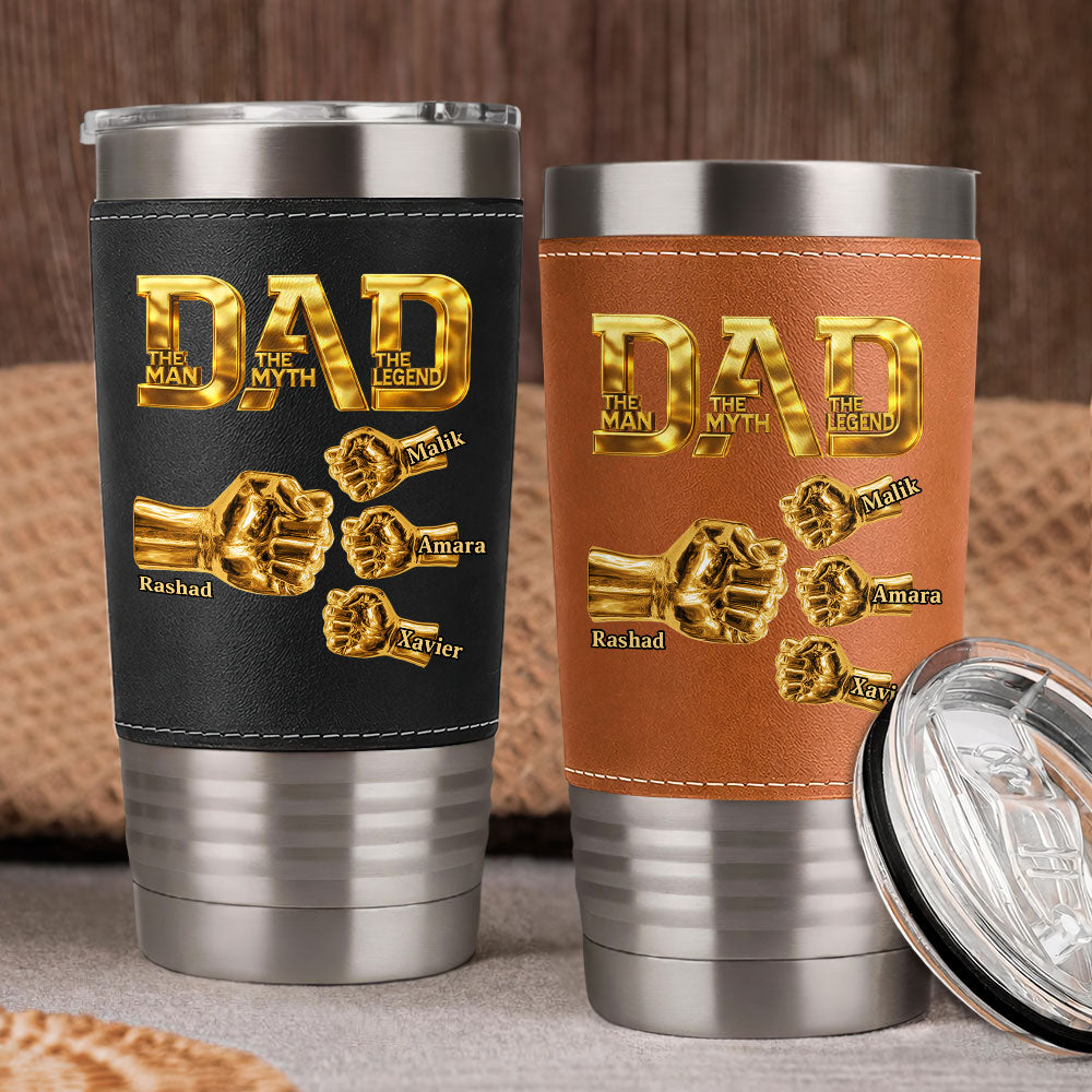 Dad The Man The Myth The Legend - Personalized 20oz Leather Wrapped Tumbler