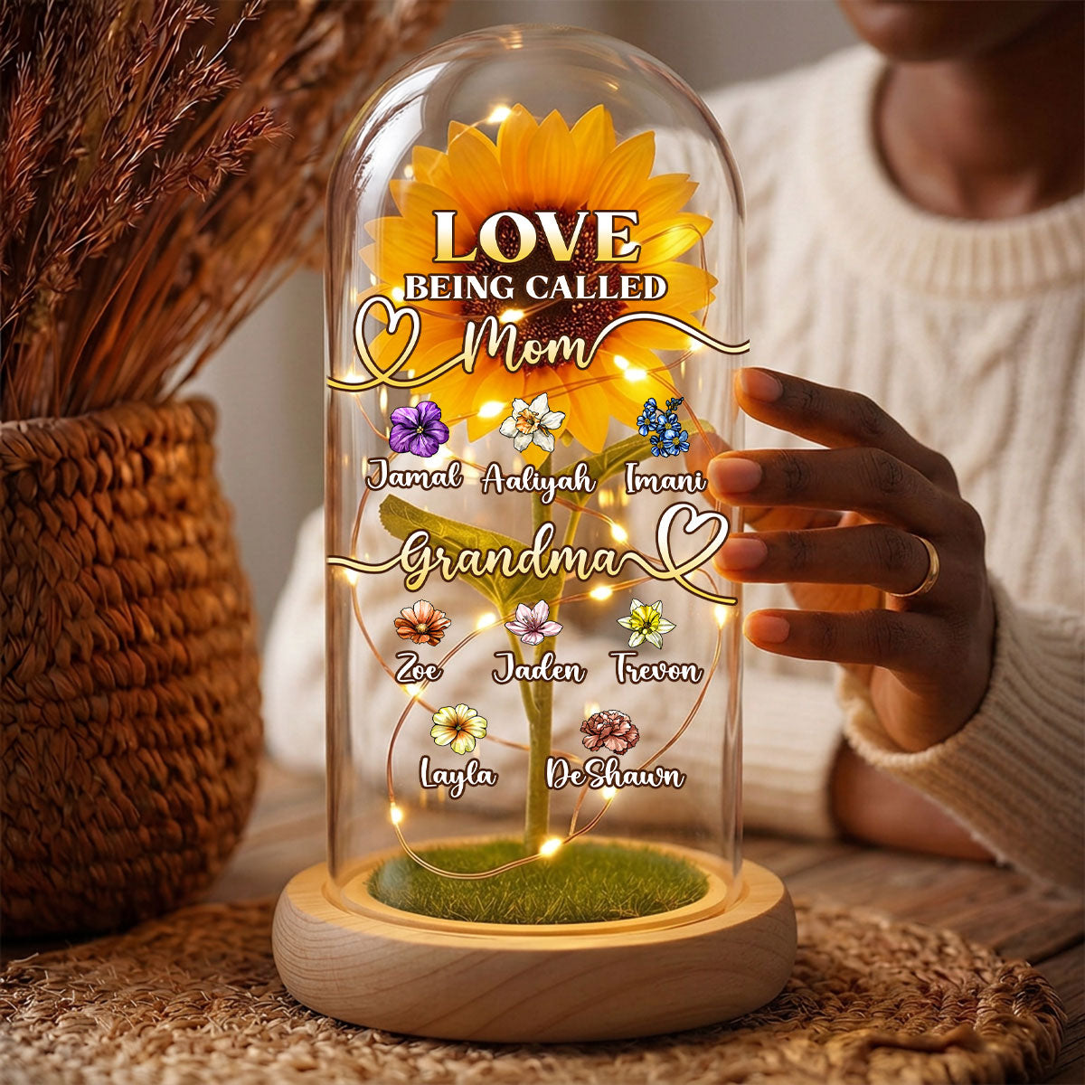Love Being Called Grandma - Personalized Sunflower Dome Lamp