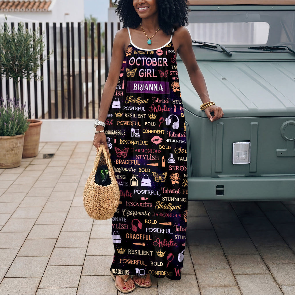 Month Girl - Personalized Backless Cami Maxi Dress