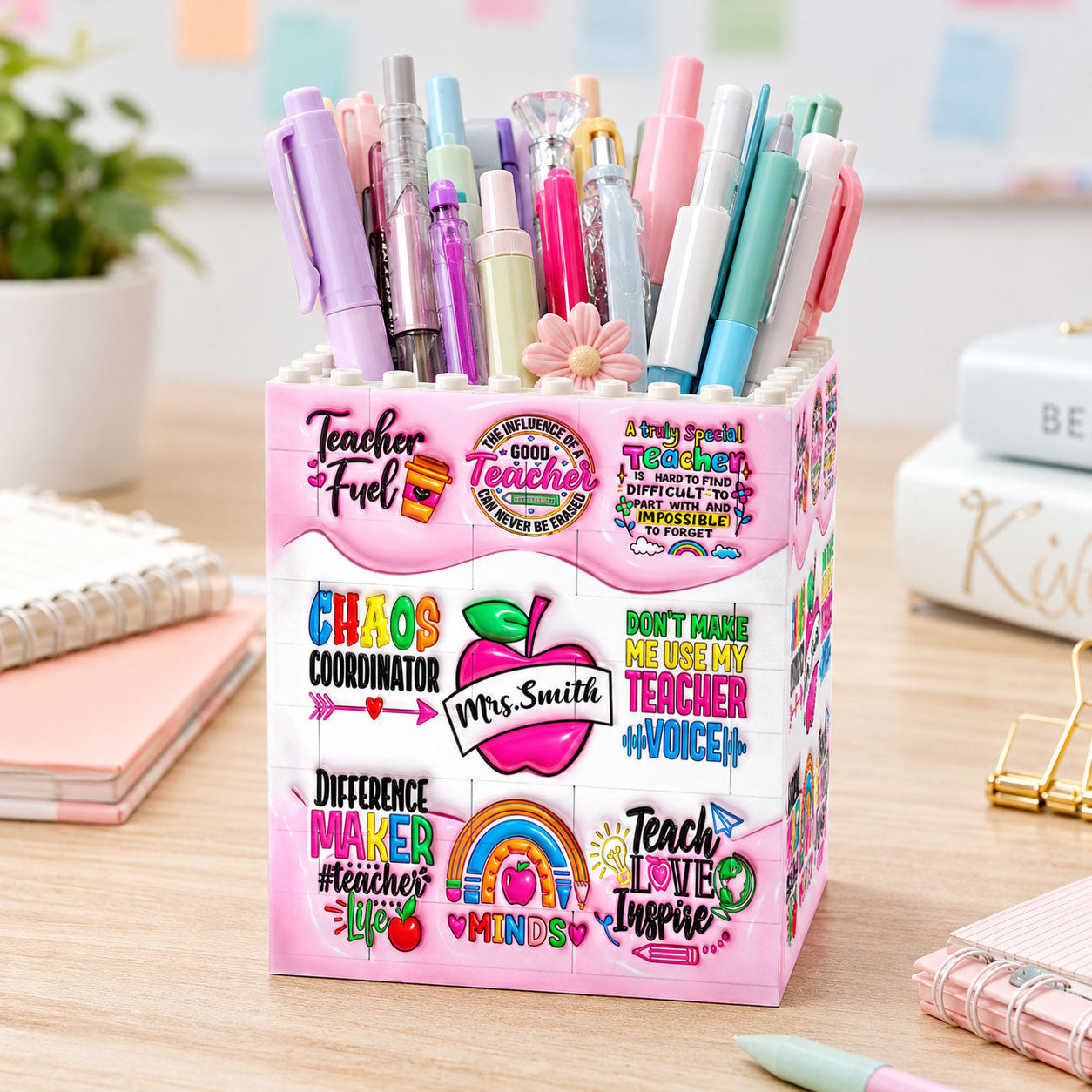 Teacher Fuel Chaos Ordinator - Personalized Building Brick Pen Holder
