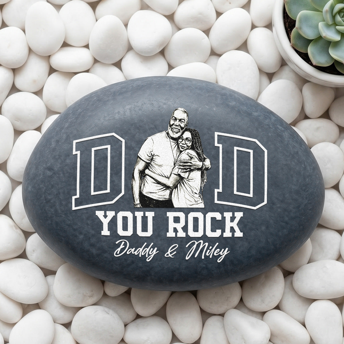 Custom Photo Pencil Sketch You Rock - Personalized Printed Rock
