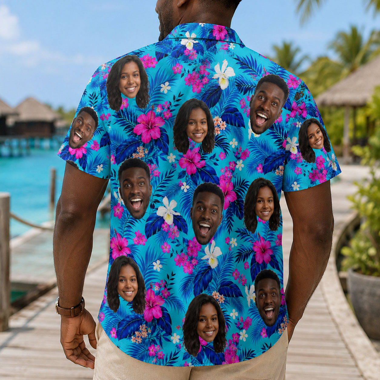 Tropical Funny Couple Upload Photo - Personalized Hawaiian Shirt