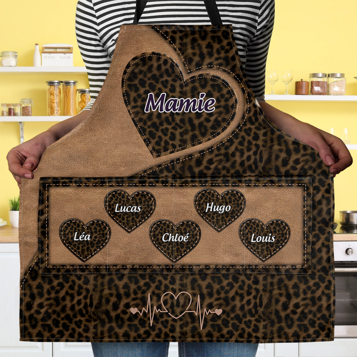 Le Cœur De Mamie - Personalized Apron With Pocket