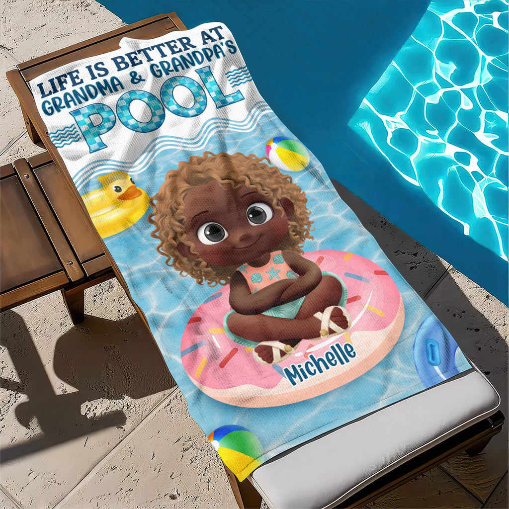 Life Is Better at Grandma & Grandpa's Pool - Personalized Beach Towel