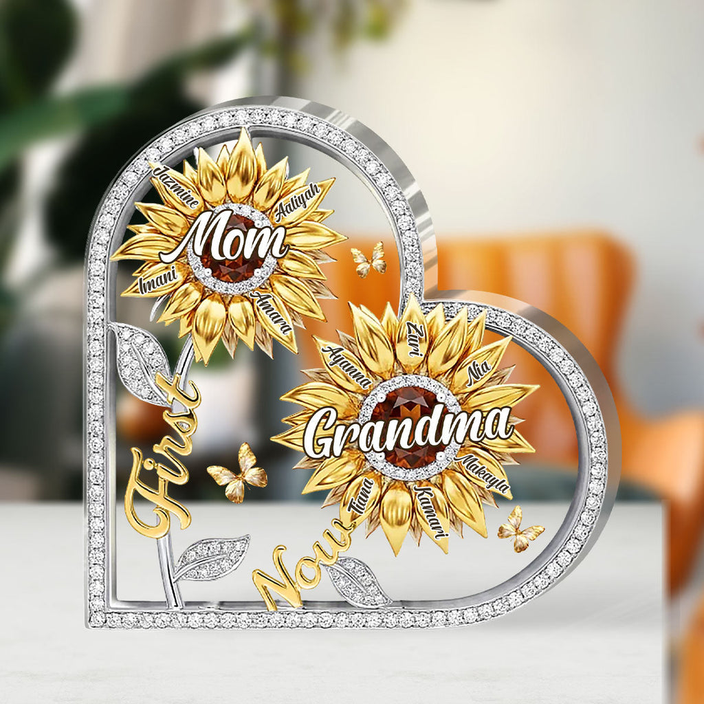 Sunflower For Mom And Grandma - Personalized Custom Shaped Acrylic Plaque