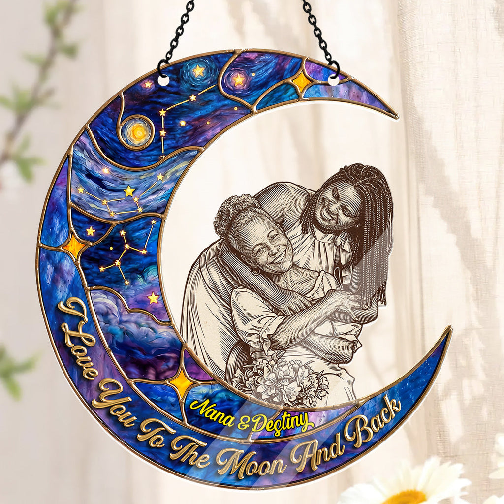 I Love You To The Moon And Back Custom Photo - Personalized Acrylic Suncatcher