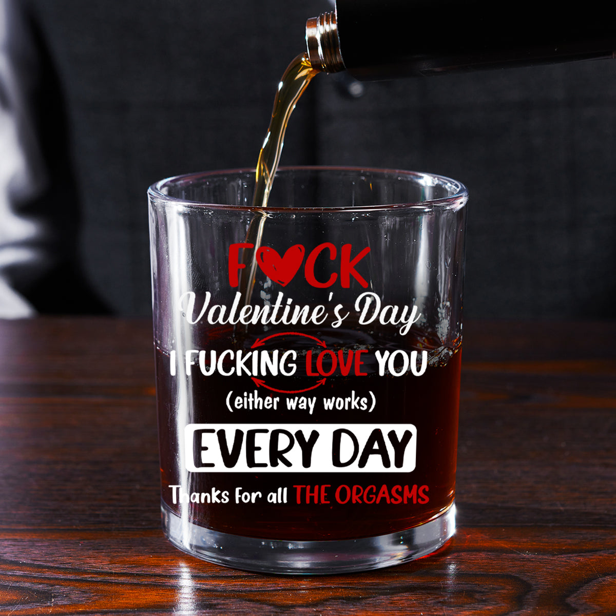 I Love You Either Way - Personalized Round Whiskey Glass