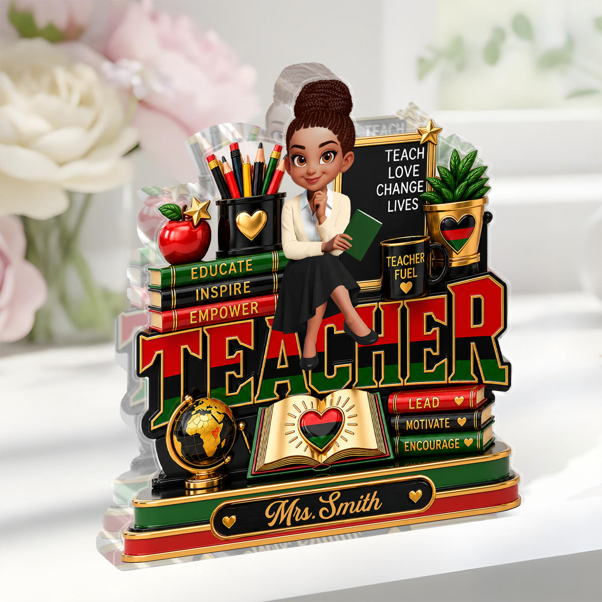 Teach Love Changes Life - Personalized Custom Shaped Acrylic Plaque