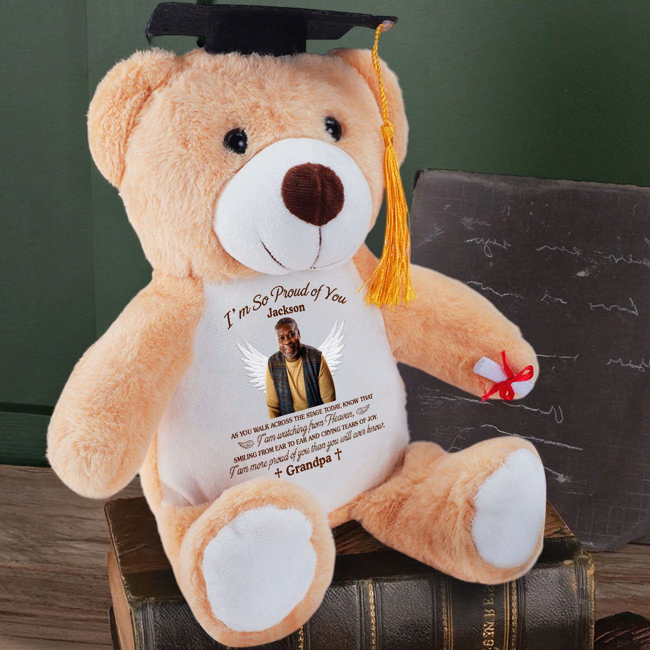 A Hug From Heaven On Graduation - Personalized Graduation Teddy Bear