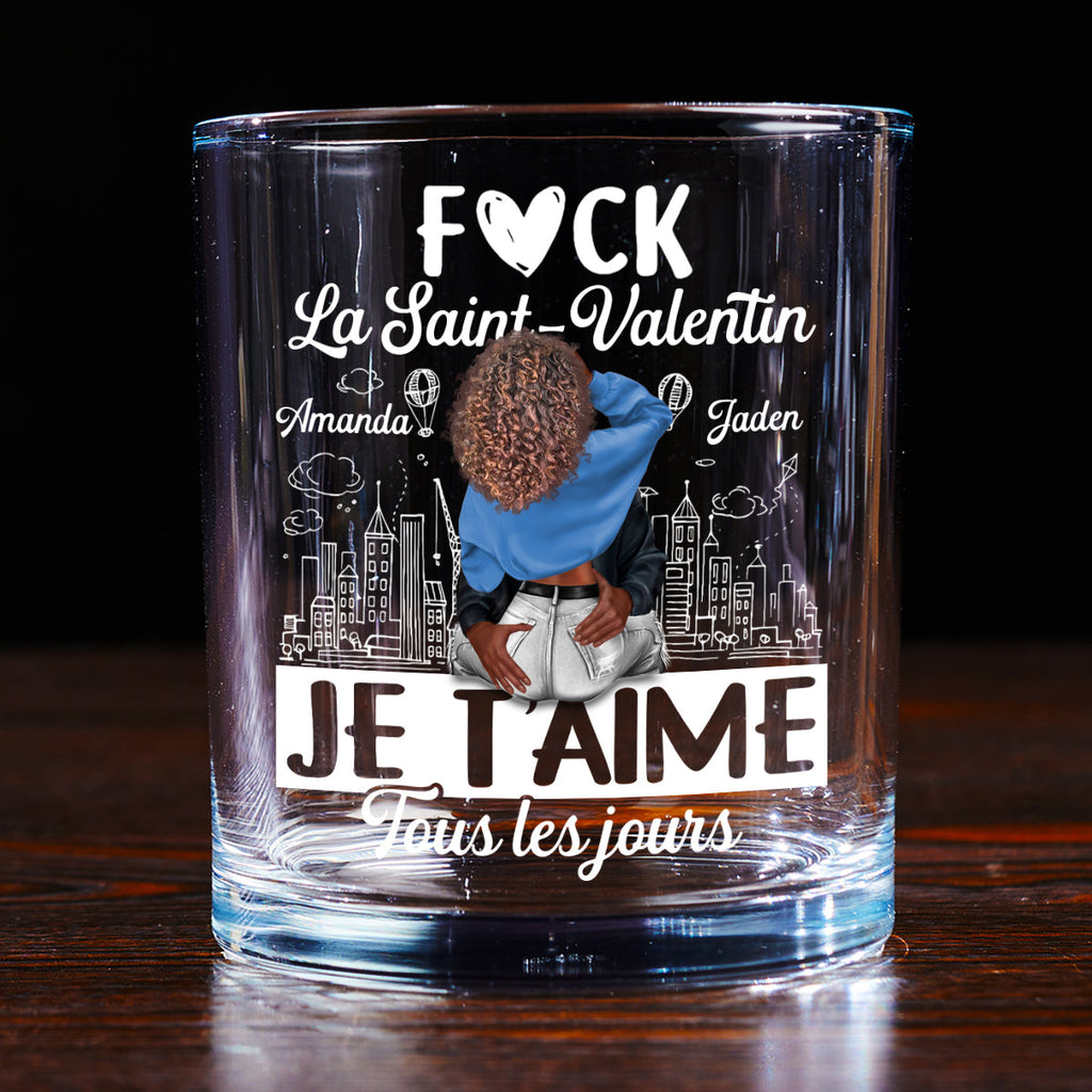 Je T’aime Tous Les Jours - Personalized Round Whiskey Glass