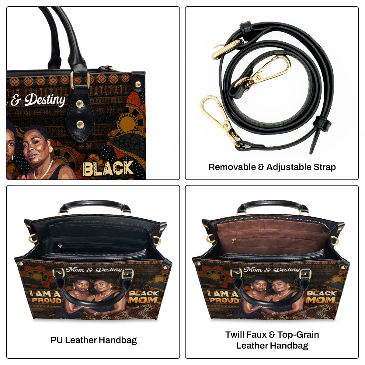 Proud Black Mom - Personalized Leather Handbag