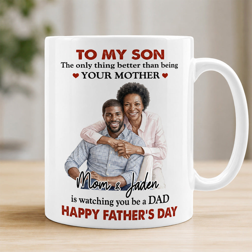 Watching You Being A Dad Ver Custom Photo - Personalized Ceramic Coffee Mug