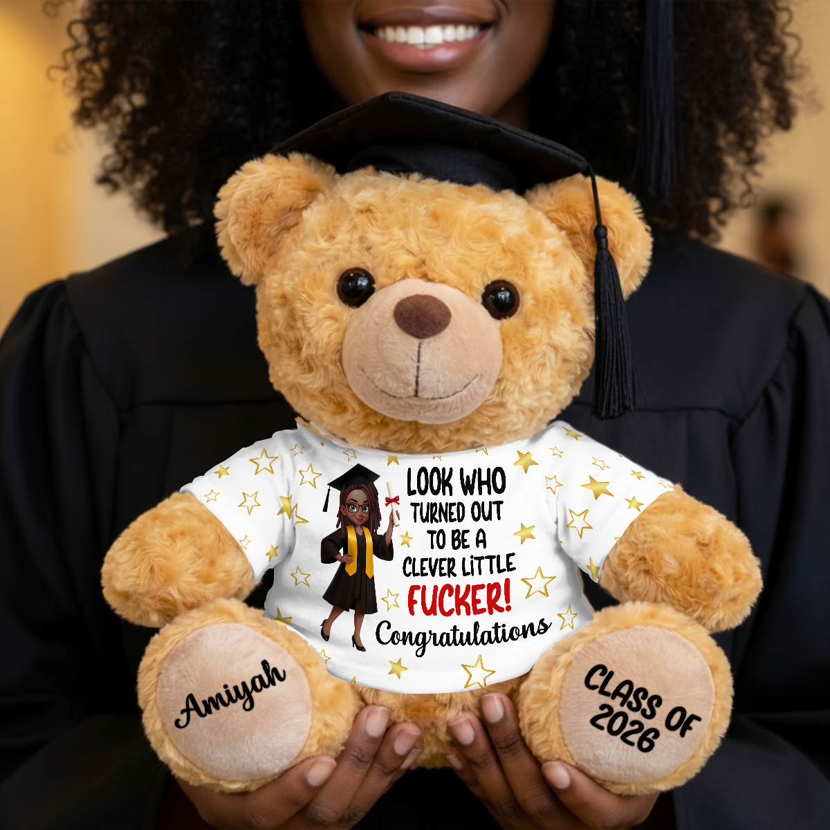 A Clever Little Fucker - Personalized Graduation Bear With Card