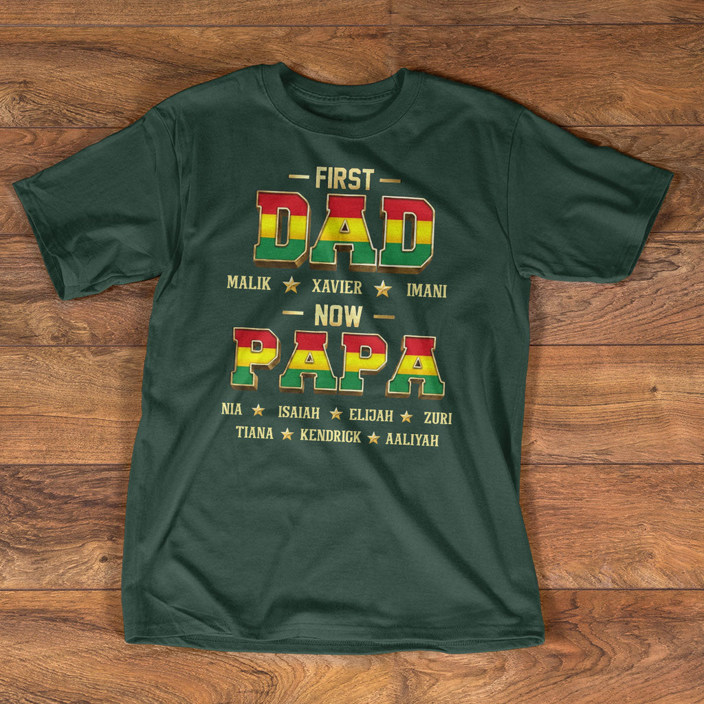 First Dad Now Papa - Personalized 2D Unisex T-shirt