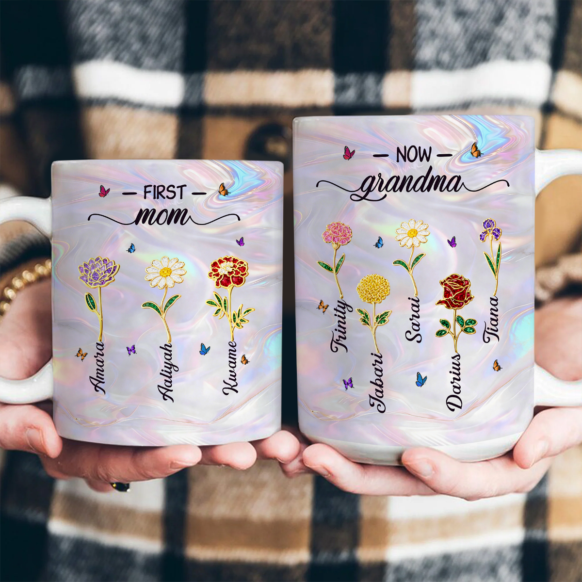 Grandma Birthmonth Flower - Personalized Ceramic Coffee Mug