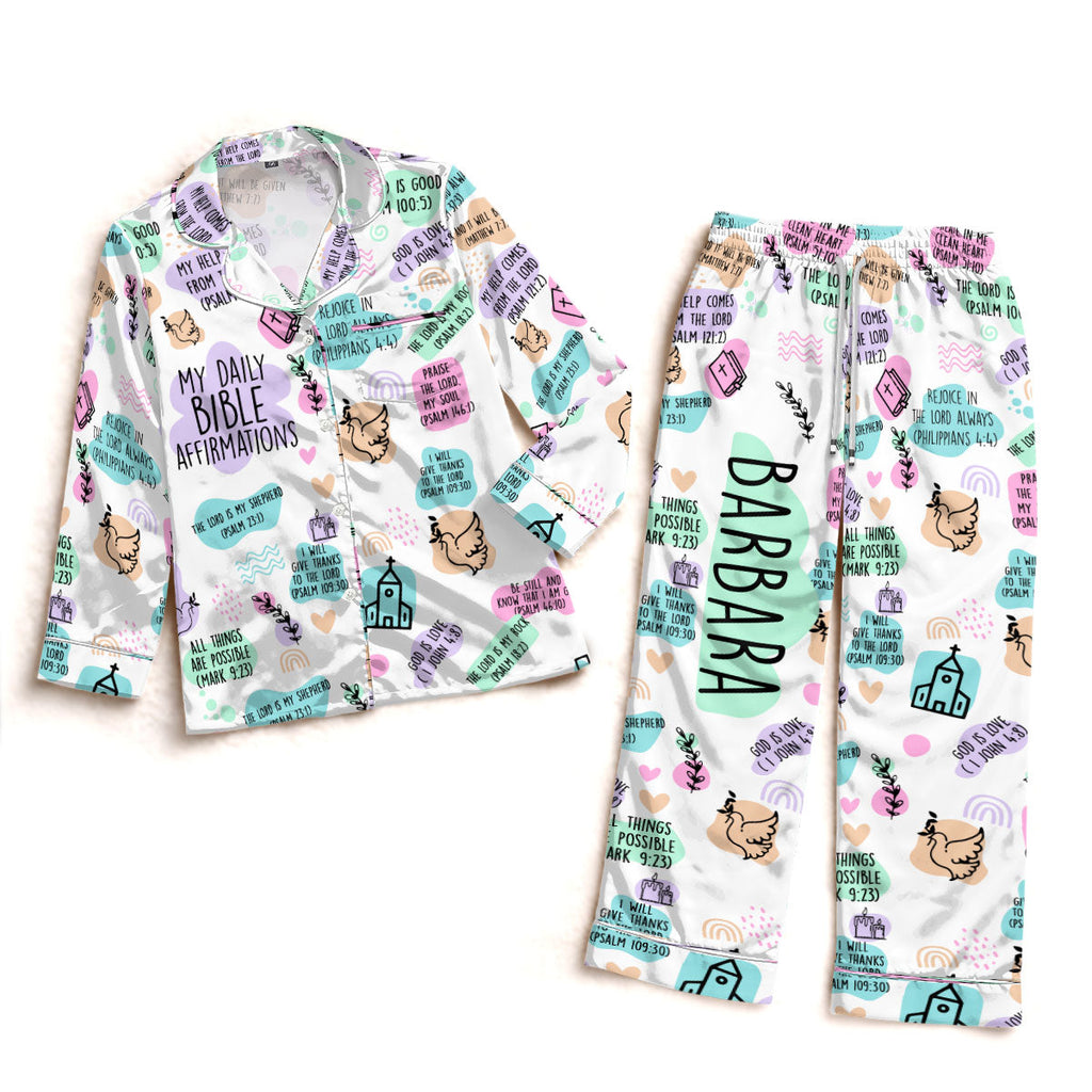 My Daily Bible Affirmations  - Personalized Satin PJM Set