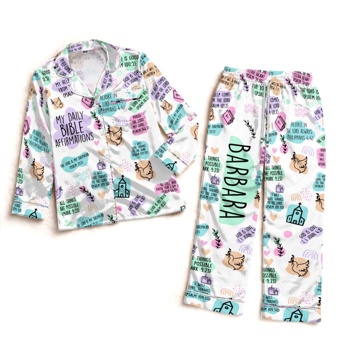 My Daily Bible Affirmations  - Personalized Satin PJM Set