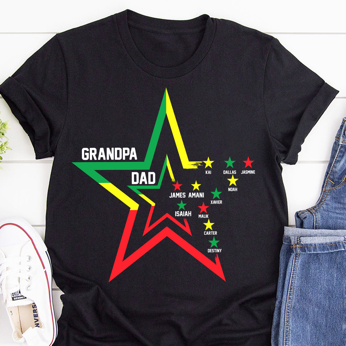Star For Dad And Grandpa - Personalized 2D Unisex T-shirt