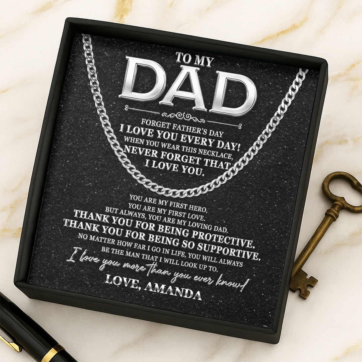 Never Forget That I Love You Dad - Personalized Men's Cuban Link Chain