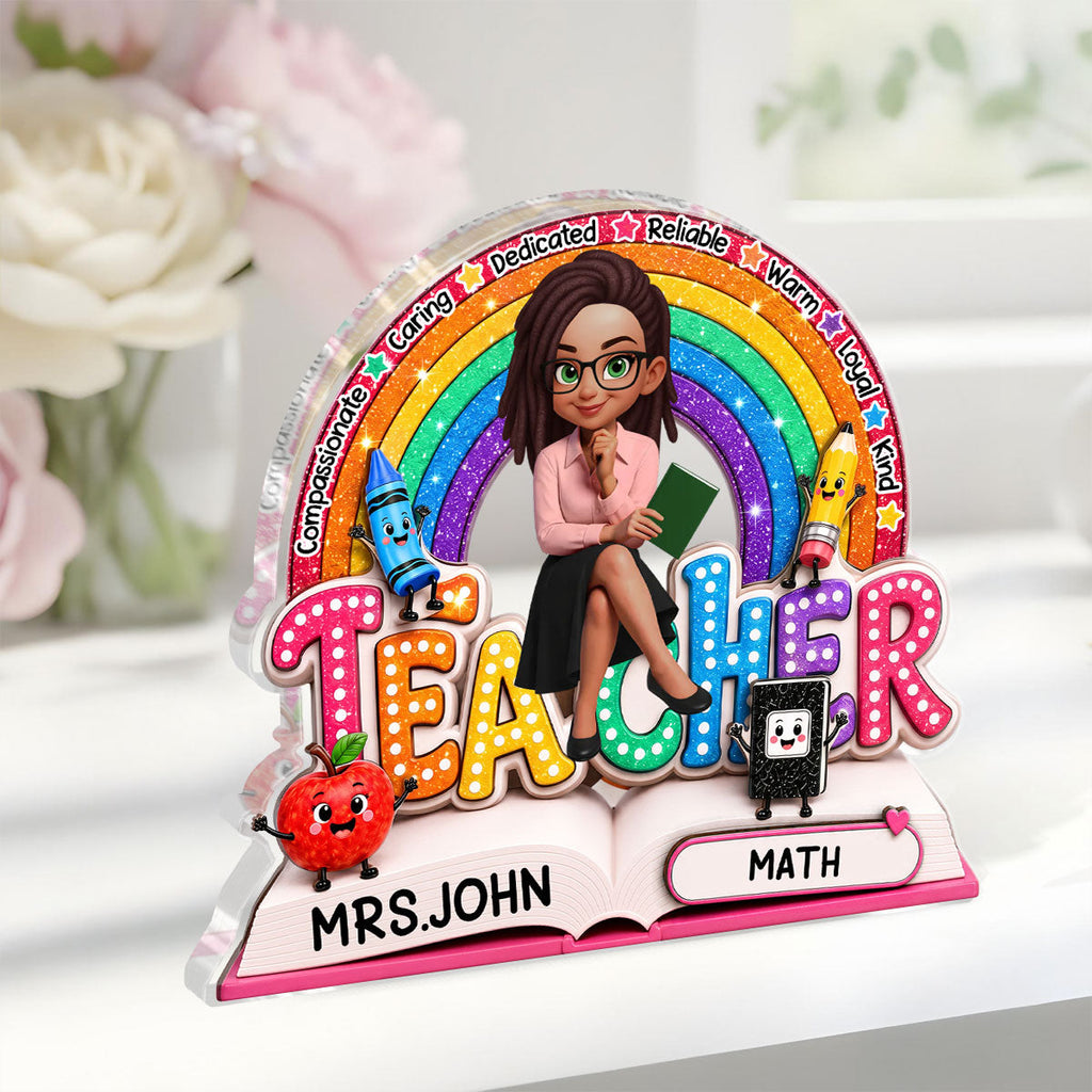 Teacher Teach Love Inspire - Personalized Custom Shaped Acrylic Plaque