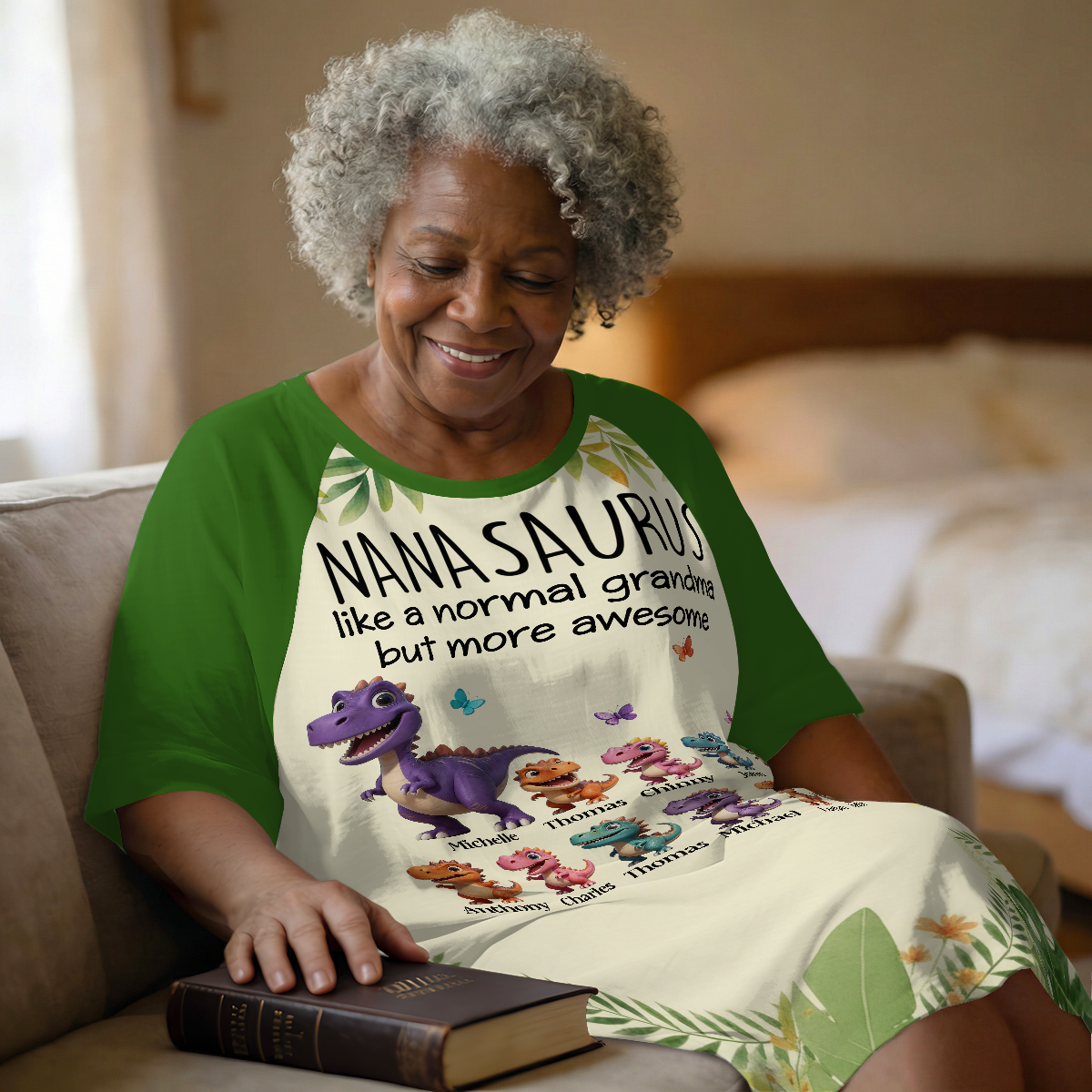 Grandmasaurus And Kids - Personalized Sleep Tee