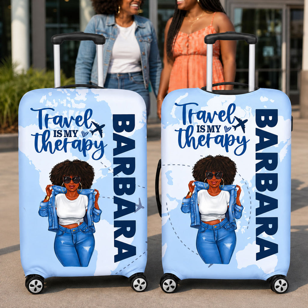 Travel Is My Therapy - Personalized Luggage Cover