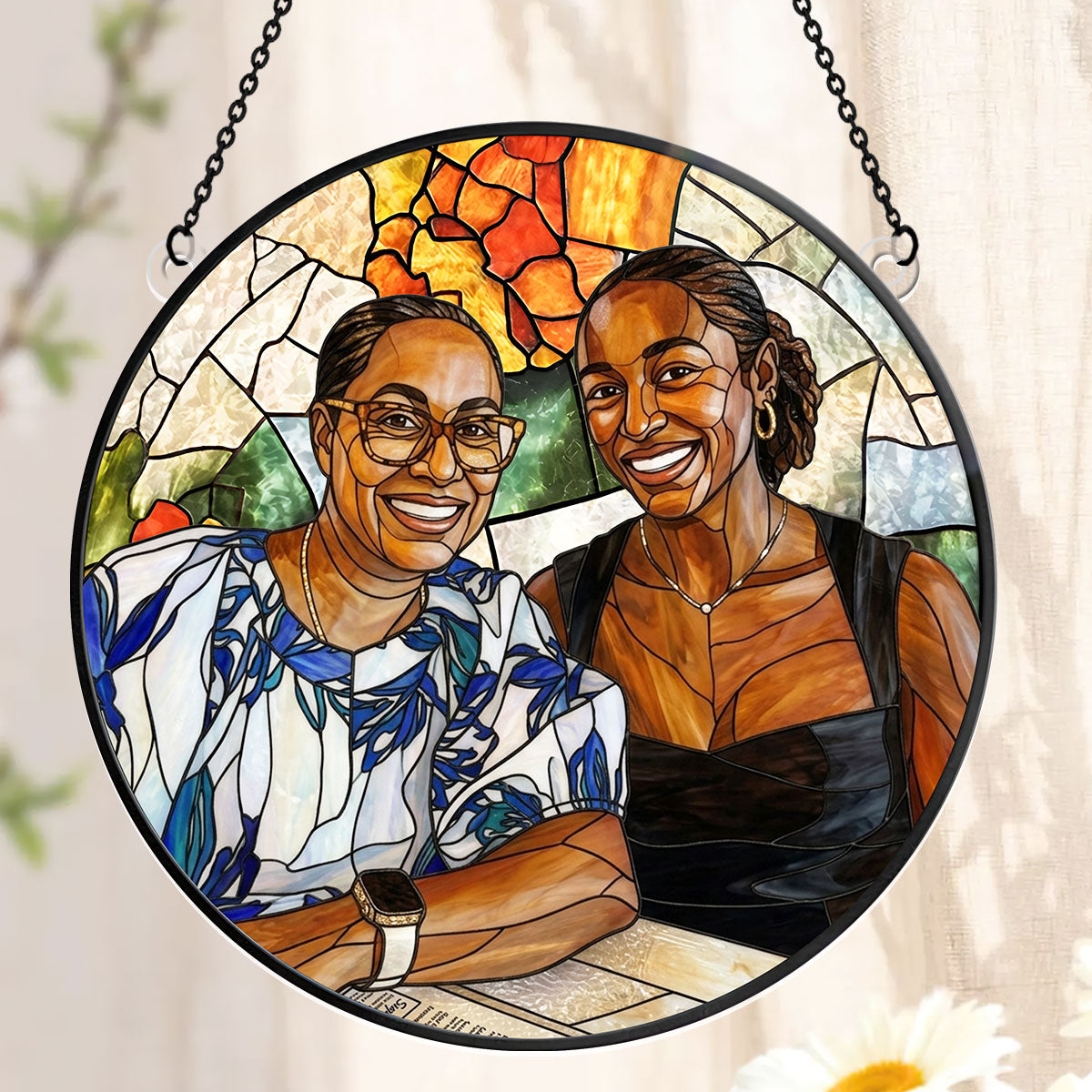 Custom Photo Portrait Mom Grandma Parents Family - Personalized Acrylic Suncatcher