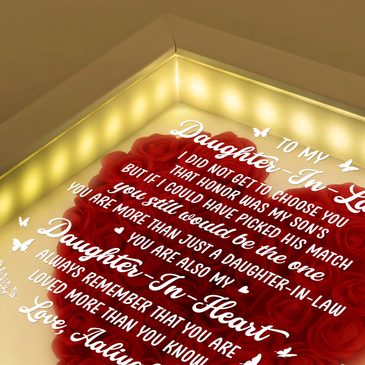 You Are My Daughter In Heart - Personalized Heart Flower Shadow Box