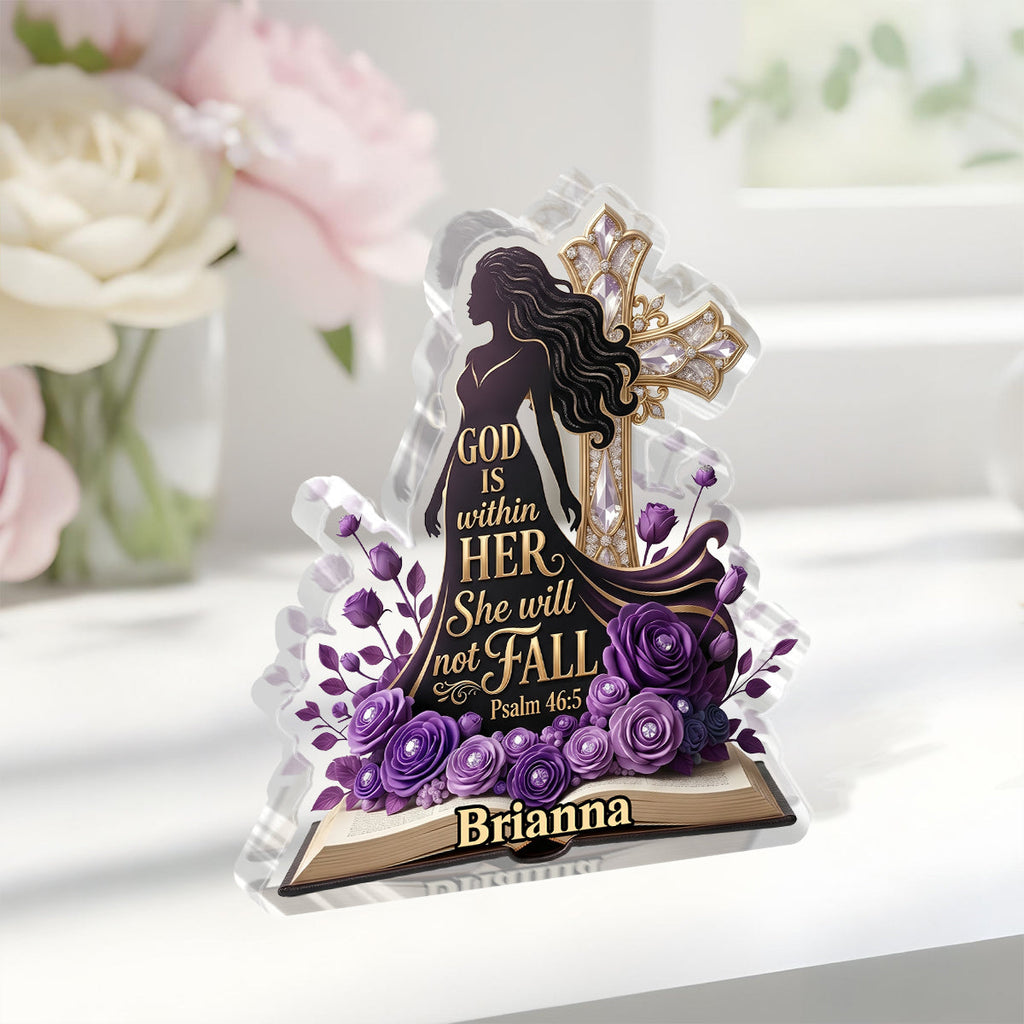 God Is Within Her Purple Roses - Personalized Custom Shaped Acrylic Plaque