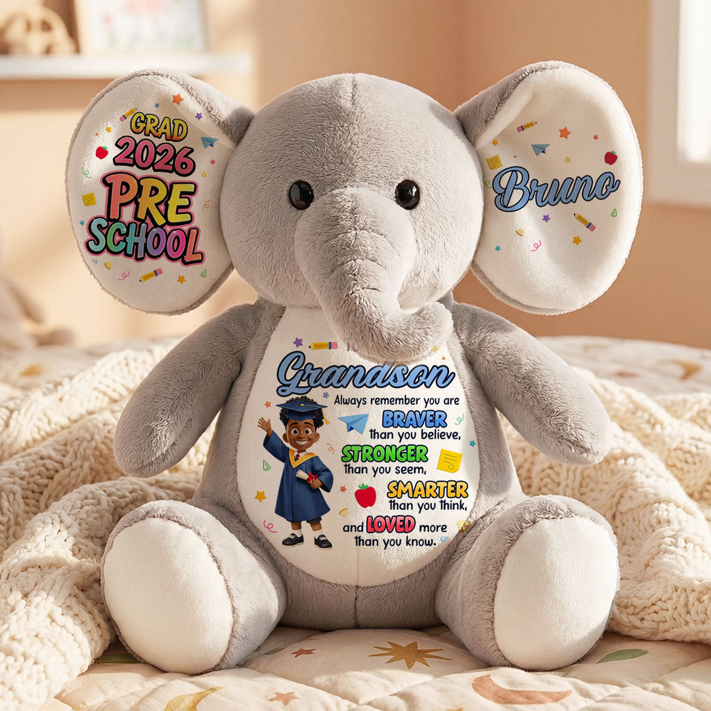 Preschool Kindergarten Graduation - Personalized Stuffed Elephant