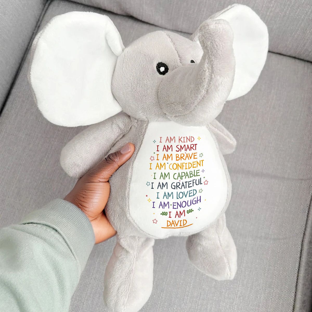 I Am - Personalized Stuffed Elephant