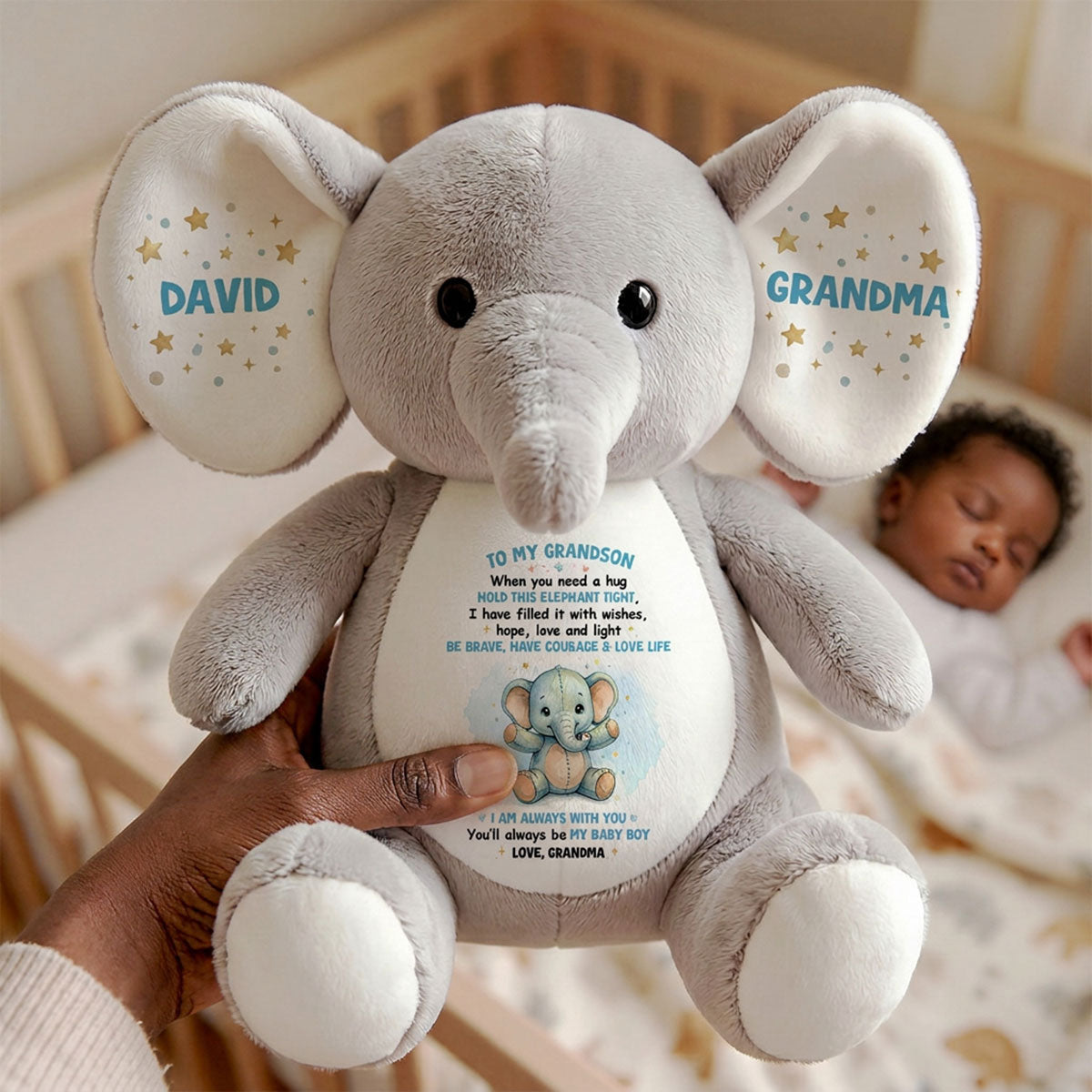 Be Brave, Have Courage & Love Life - Personalized Stuffed Elephant