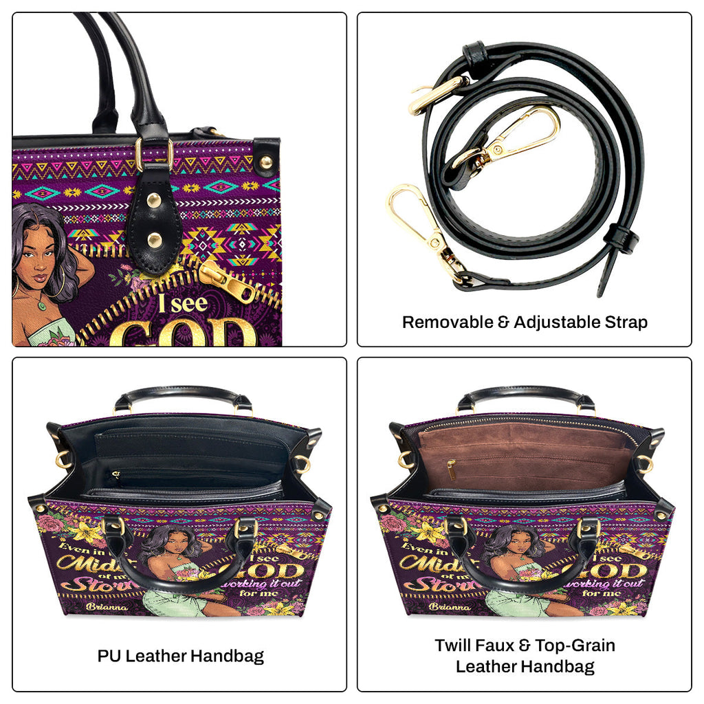 I See God Working It Out For Me - Personalized Leather Handbag