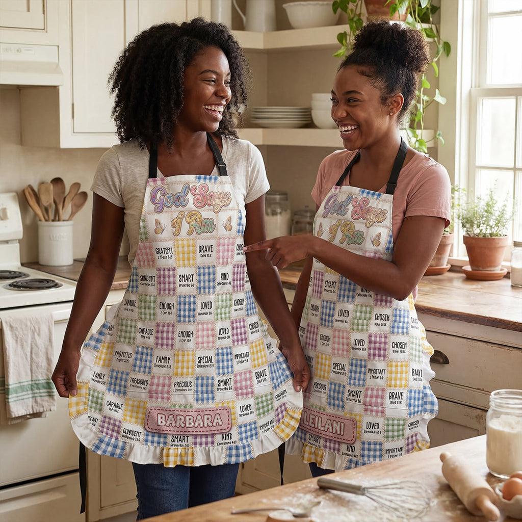 God Says I Am - Personalized Ruffled Apron