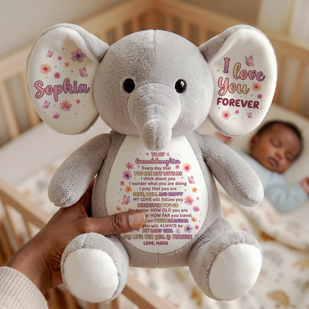 My Love Will Follow You Wherever You Go - Personalized Stuffed Elephant