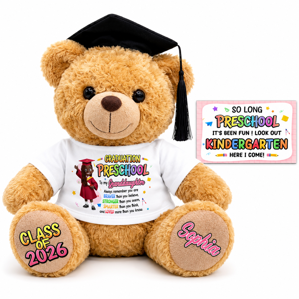 Preschool Kindergarten Graduation - Personalized Graduation Bear With Card