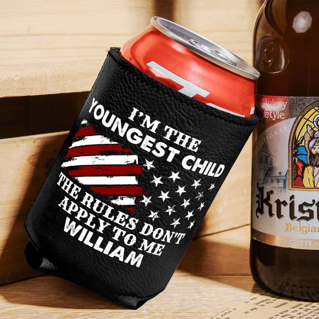 Who Makes The Rules - Personalized Leather Can Cooler