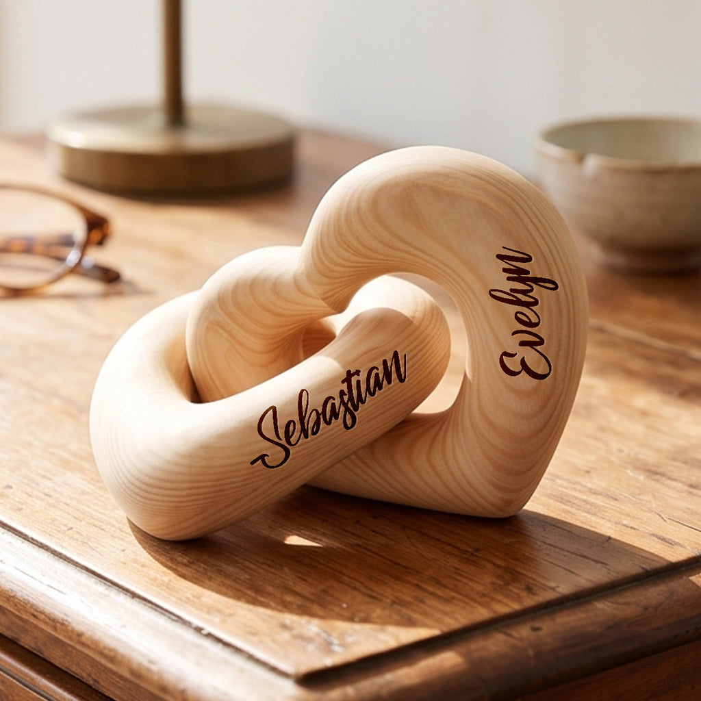 Can't Be Without Each Other - Personalized Interlocking Wooden Hearts