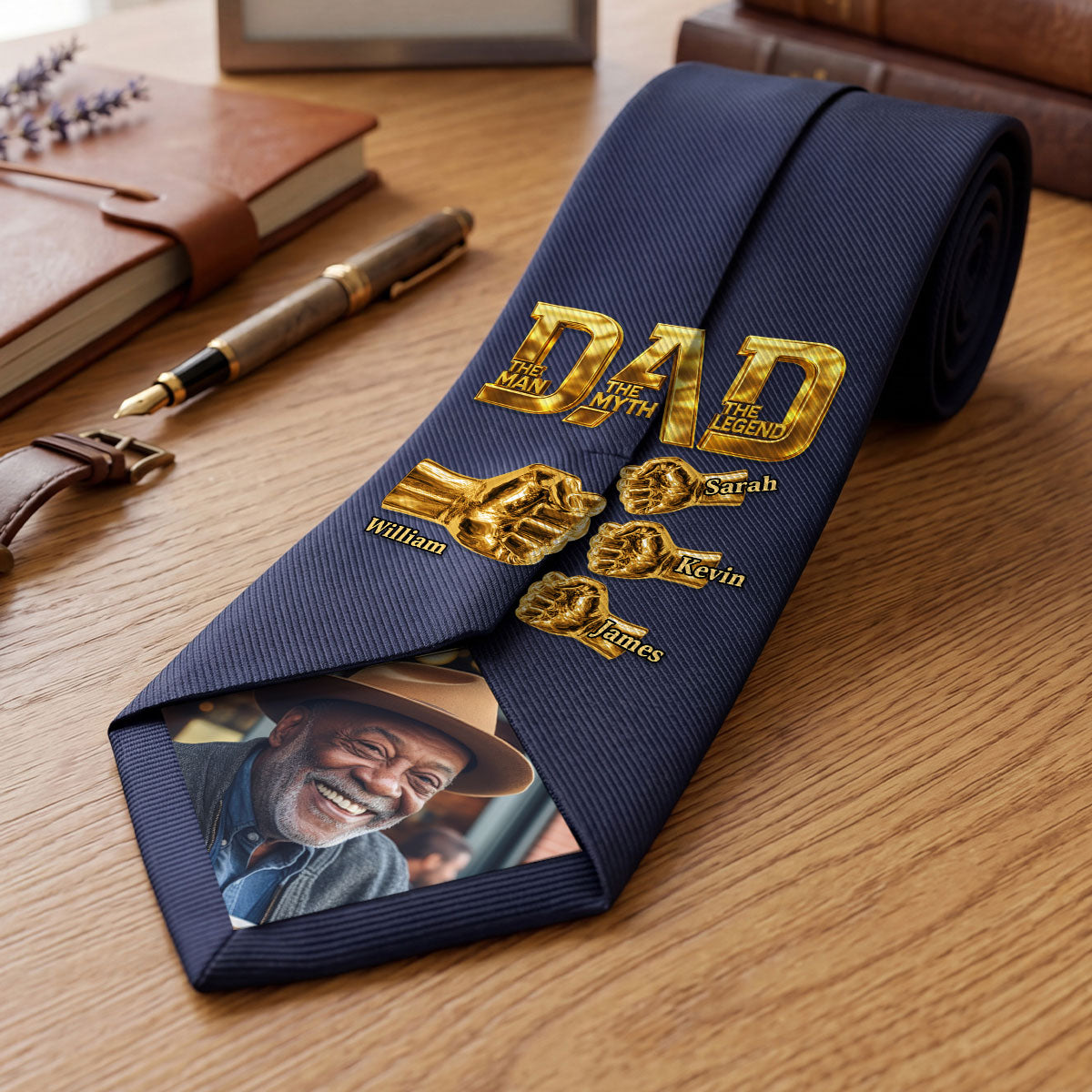 Proud Black Dad - Personalized Men Tie