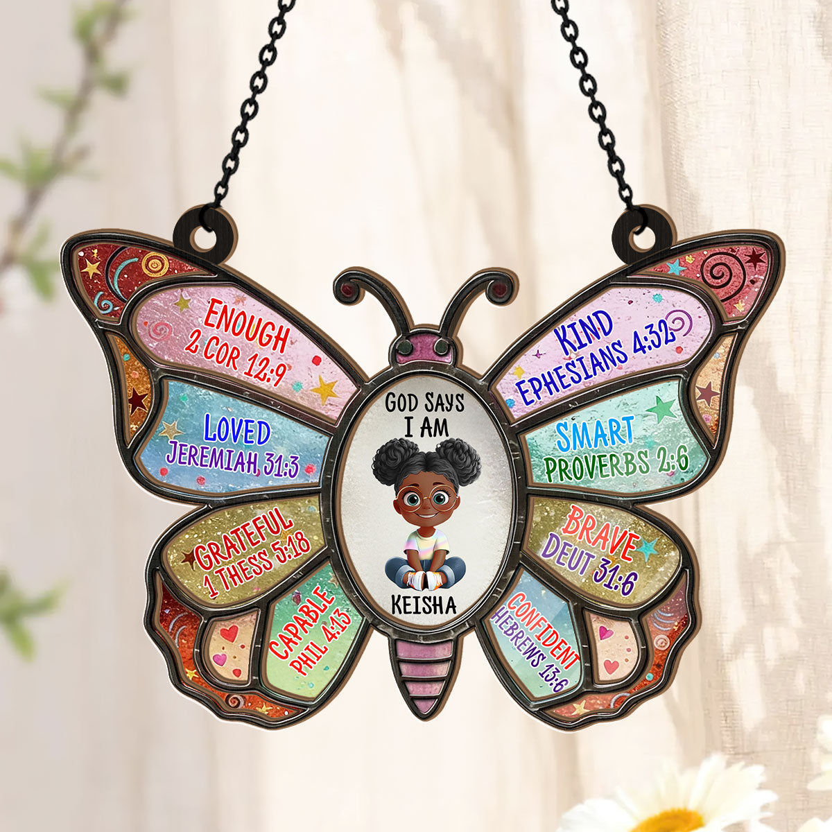 God Says I Am - Personalized Window Hanging Suncatcher