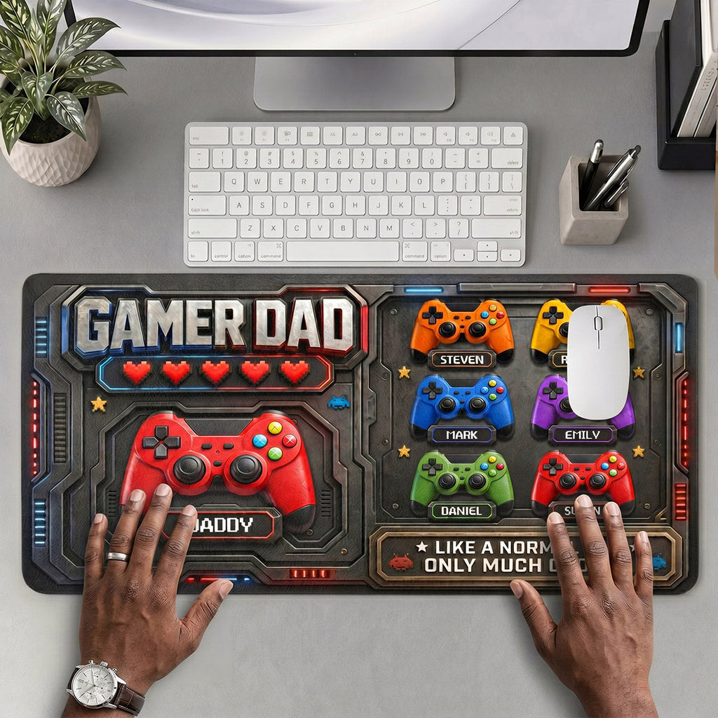 Gamer Dad Much Cooler - Personalized Leather Desk Mat