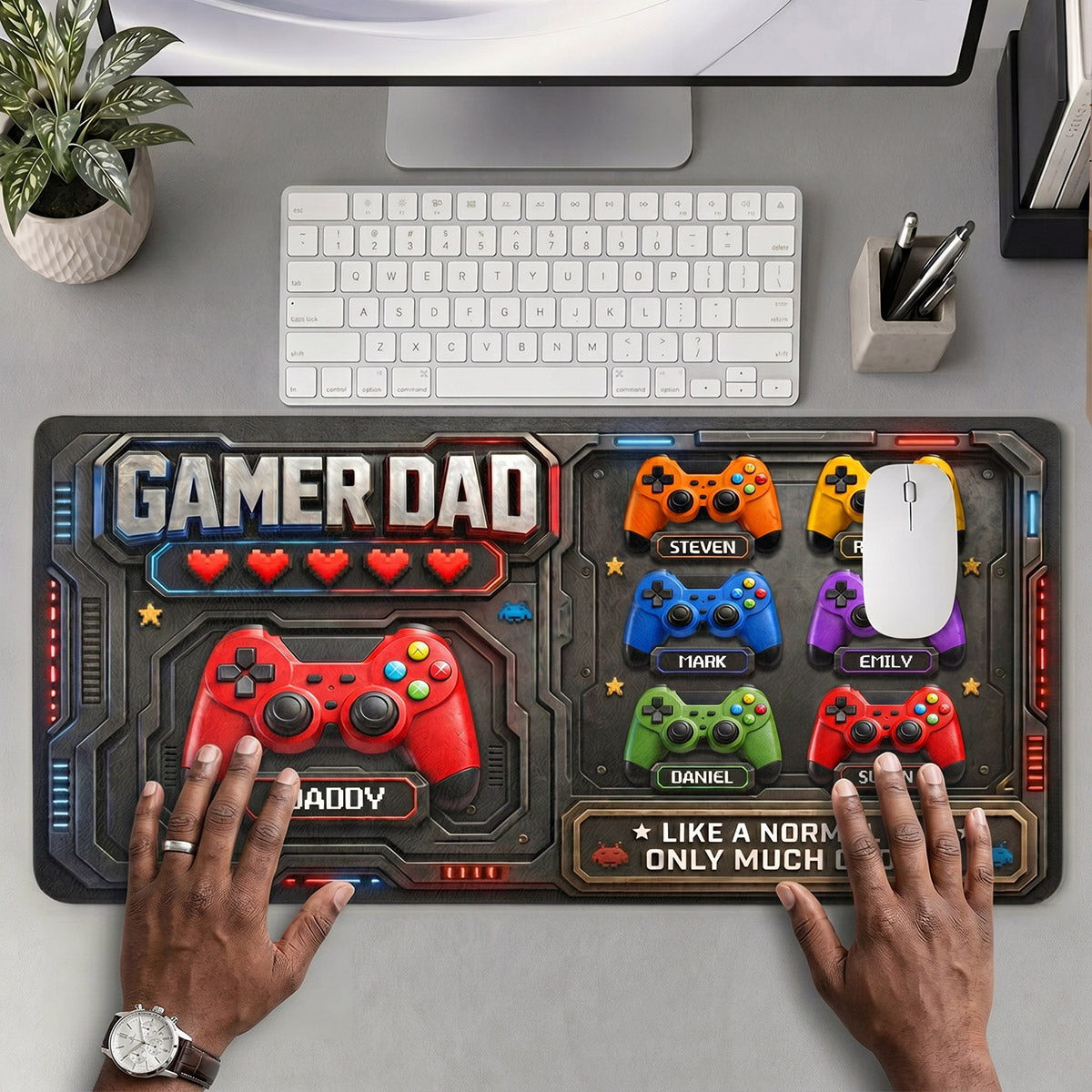Gamer Dad Much Cooler - Personalized Leather Desk Mat