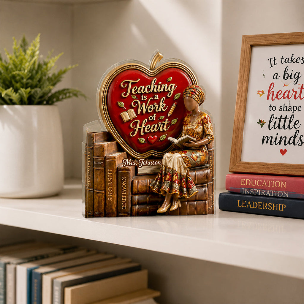 Teaching Is A Work Of Heart - Personalized Custom Shaped Acrylic Plaque