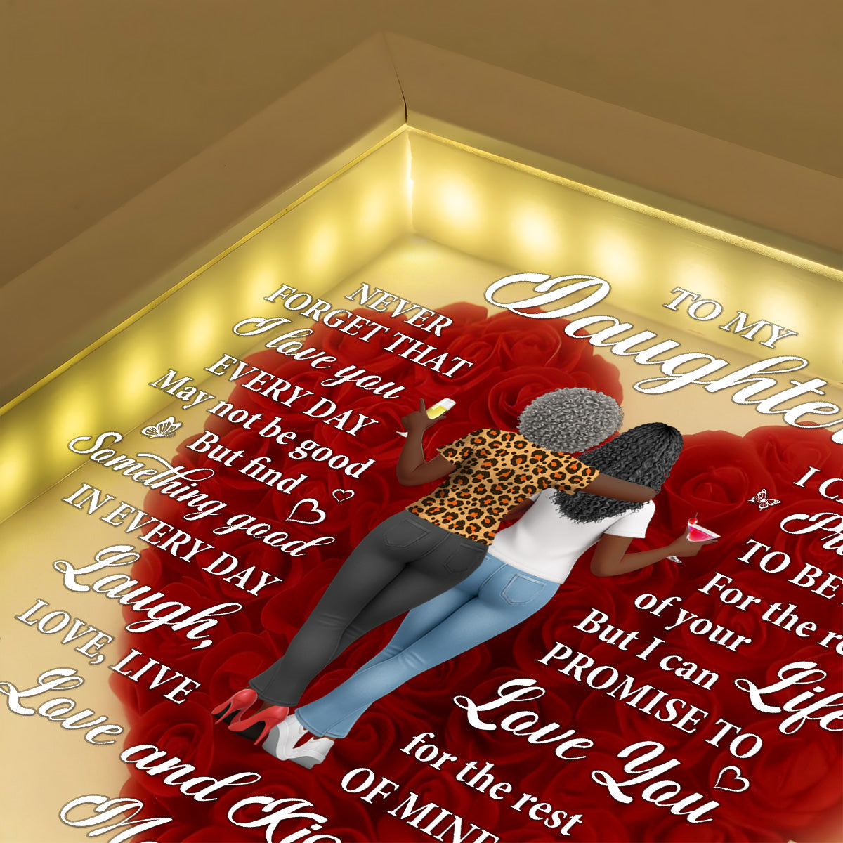 Never Forget That I Love You - Personalized Heart Flower Shadow Box